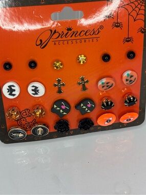 Princess Accessories Halloween Mixed Stud Earring Set - Orange & Black